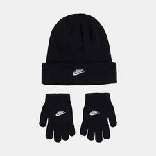 Nike Girls' Beanie  Gloves 2 Piece Set Black One Size Fits All 7-16 NEW