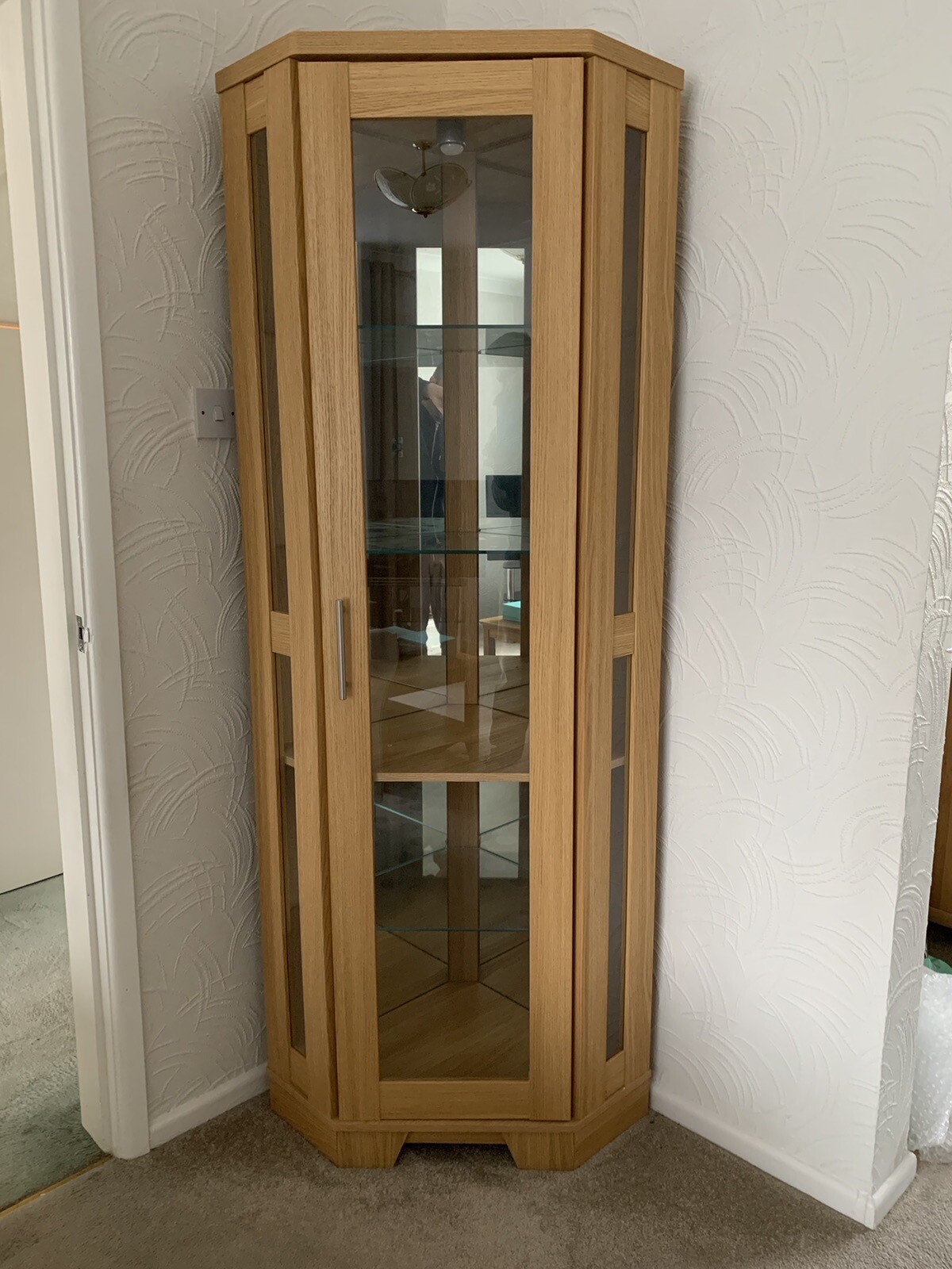 Illuminated glass corner display unit eBay