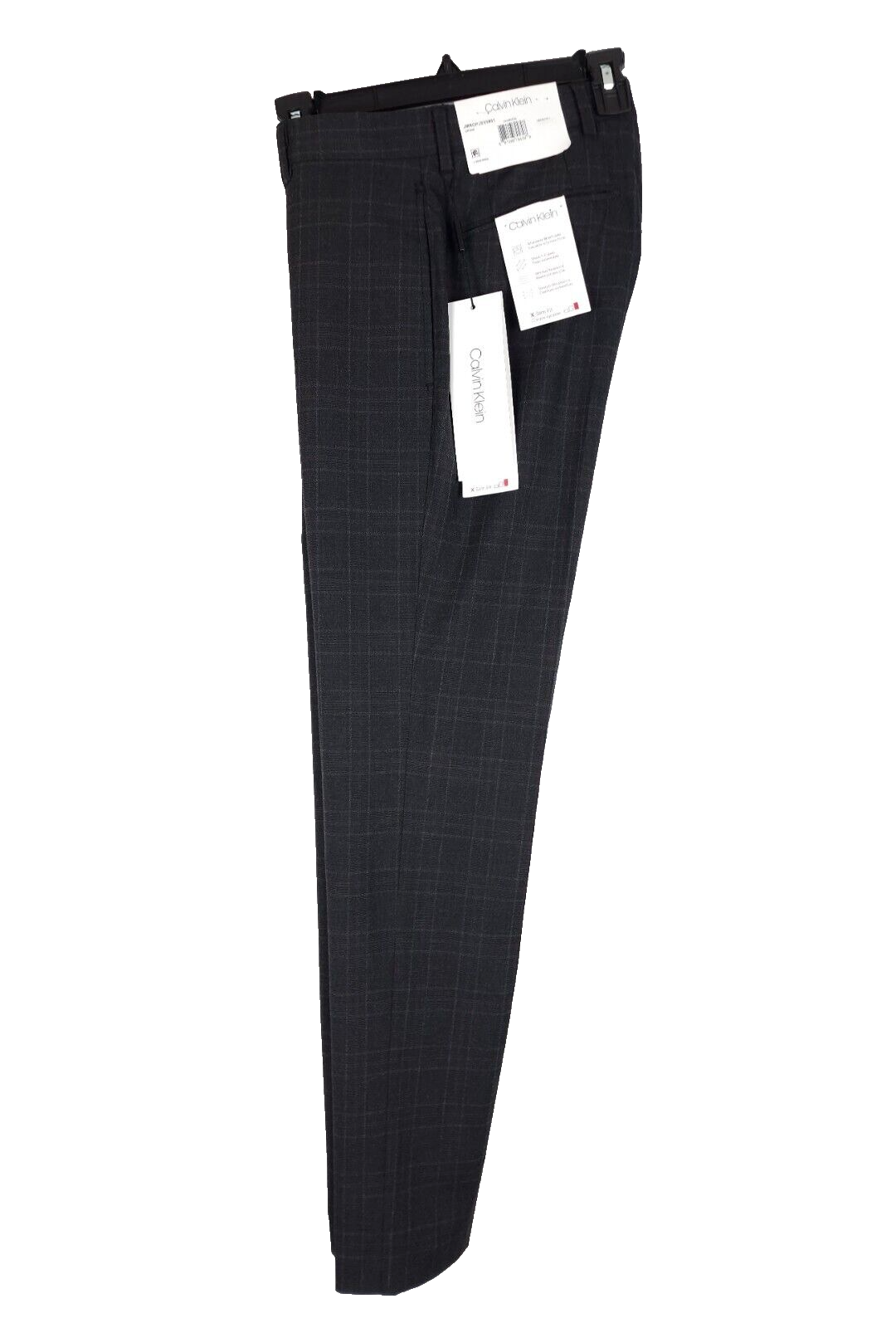 Calvin Klein Men's Jerome SlimFit Stretch Dress Pants Charcoal Plaid
