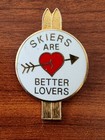 Vintage Skiers Are Better Lovers Enamel Pinback Souvenir Pin/Lapel Badge — photo 3