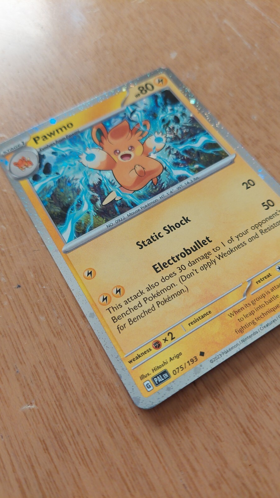 Pawmo 75/193 Holographic Pokemon card