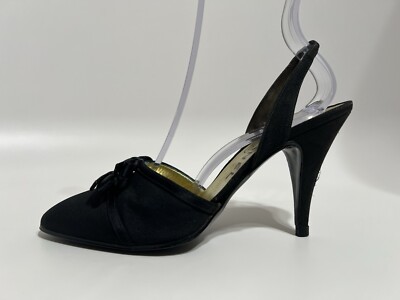 Vtg Chanel 80s Black Bow Slingback Heels 6 | eBay