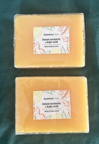 Scentric Glow Lemon Turmeric & Kojic Acid Face Soap 2 Bars NEW Sealed