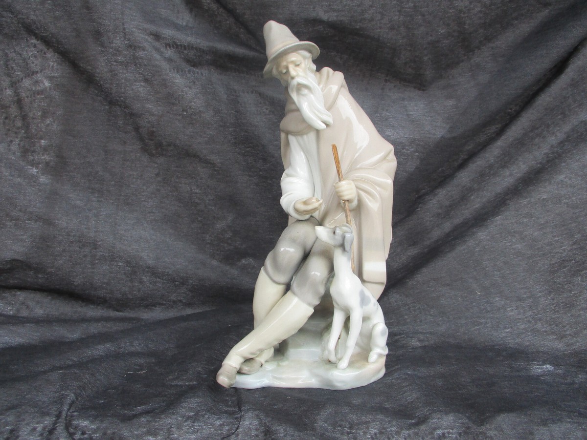 vintage LLADRO Seated Bearded Old MAN and DOG | eBay