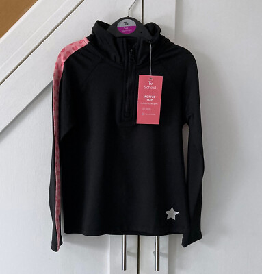 TU Mädchen Alter 5 Langarm schwarz & rosa Aktivbekleidung Top Sport Tanz Oberbekleidung