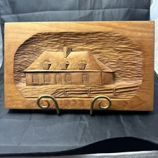 RARE  WALL HANGING WOOD CARVING SCULPTURE  CANADIAN QUEBEC ARTIST M.JUBINVILLE