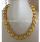 13-14mm Gold Real Natural South Sea Baroque Pearl Necklace 18''
