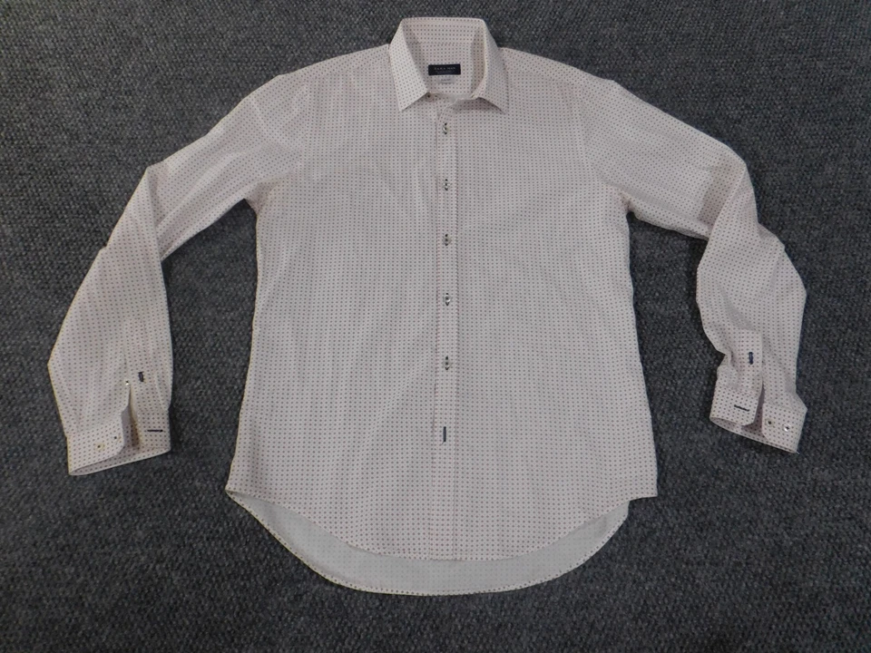 Camisa Zara Hombre Mediana Blanca Slim Fit Geométrica Abotonada Ciudad Moderna Foto 4 de 4