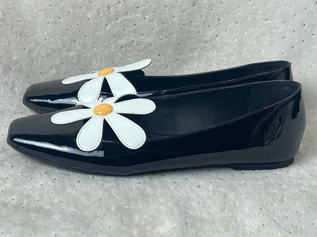 KATY PERRY The Evie Daisy Flat KP2204 Women’s Black Patent Slip On Shoes  Size 9M