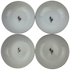 Fukagawa Arita Silver Wheat Fruit Sauce Bowls 4 Pieces VTG 5 1/4" Platinum Japan