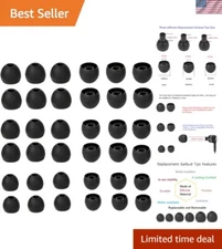 Universal Earbud Replacement Tips - 18 Pairs Black Silicone S/M/L, Easy Fit