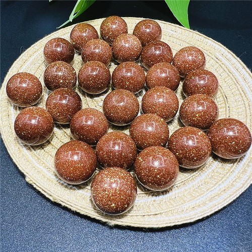 15mm+ Bola de arena de oro rojo cuarzo esfera piedra preciosa tallada a mano 20 piezas + caja - Imagen 11 de 11