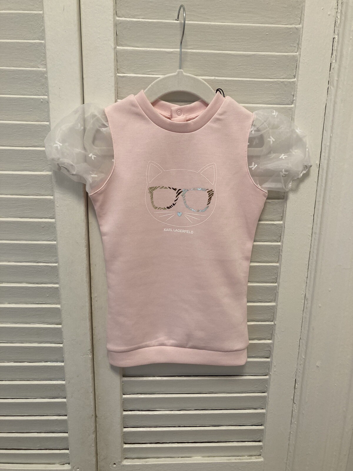 Vestido Karl Lagerfeld Niños Niña Pequeña Rosa 18 Meses Choupette Gato Logo Nuevo con Etiquetas