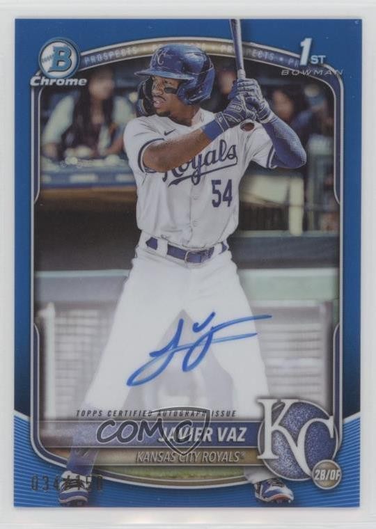 2025 Bowman Chrome Prospect Auto Blue Refractor /150 Javier Vaz #CPA-JVA Auto