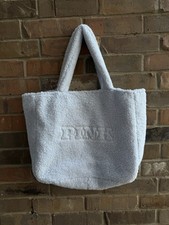 NWT VICTORIA'S SECRET PINK BLUE COZY SHERPA FLEECE LOGO ZIPPER TOTE BAG TRAVEL