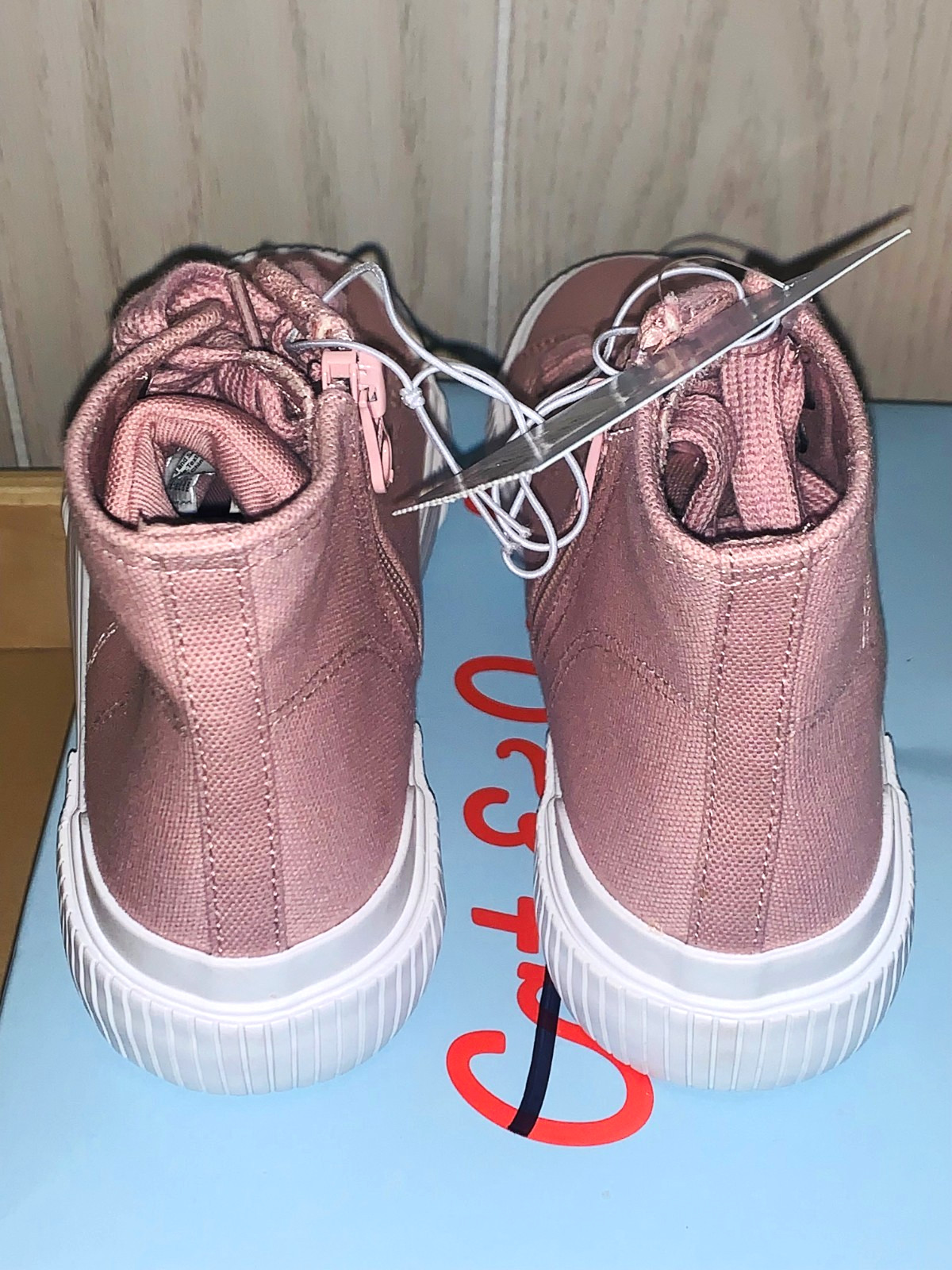 New Sz 13 TEEN GIRLS HIGHTOP SHOE CAT & JACK CORA SNEAKERS PINK ZIP TIE