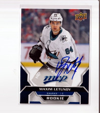 MAXIM LETUNOV autographed SIGNED '20/21 SAN JOSE SHARKS 