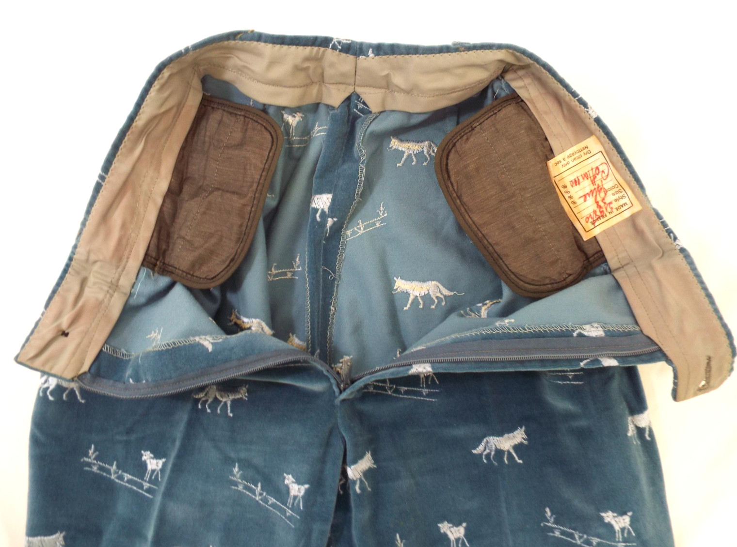 Vintage 1970s De Noyer Blue Cotton Velvet Pant Suit 38 Wolf Lamb James Borynack