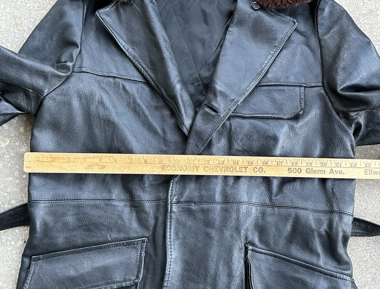 Vintage Leather Belted Barnstormer Coat Aviation Old War Jacket Removable Collar image 8