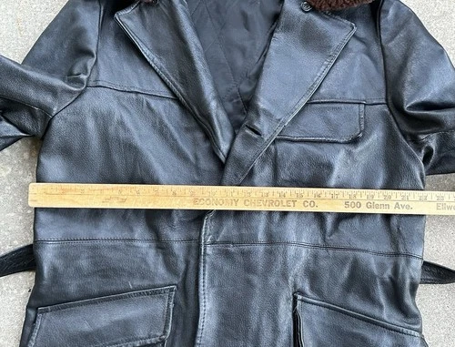 Vintage Leather Belted Barnstormer Coat Aviation Old War Jacket Removable Collar image 8