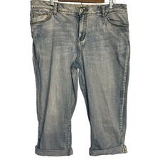 Faded Glory Capri Jeans Womens 18 Blue Casual Boho Travel Pocket Academia Cuffed