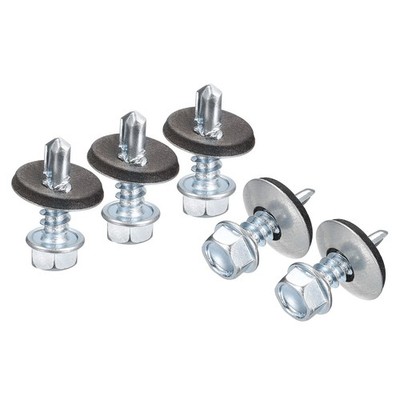 uxcell #12 x 3/4'' Self Drilling Screws with Rubber Washer, x 3/4'', Silver