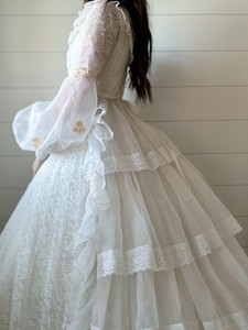 Vintage Wedding Dress Victorian Revival Ballgown Antebellum Cupcake Layers 