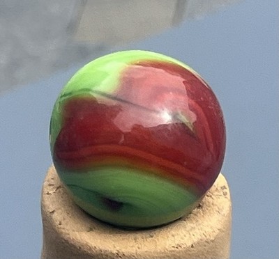 Christensen Agate Company Vintage Swirl Marble .64 Red & Green Mint