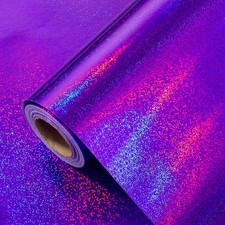 Purple Wrapping Paper Roll, Metallic Holographic Point Gift Wrap for Birthday, V