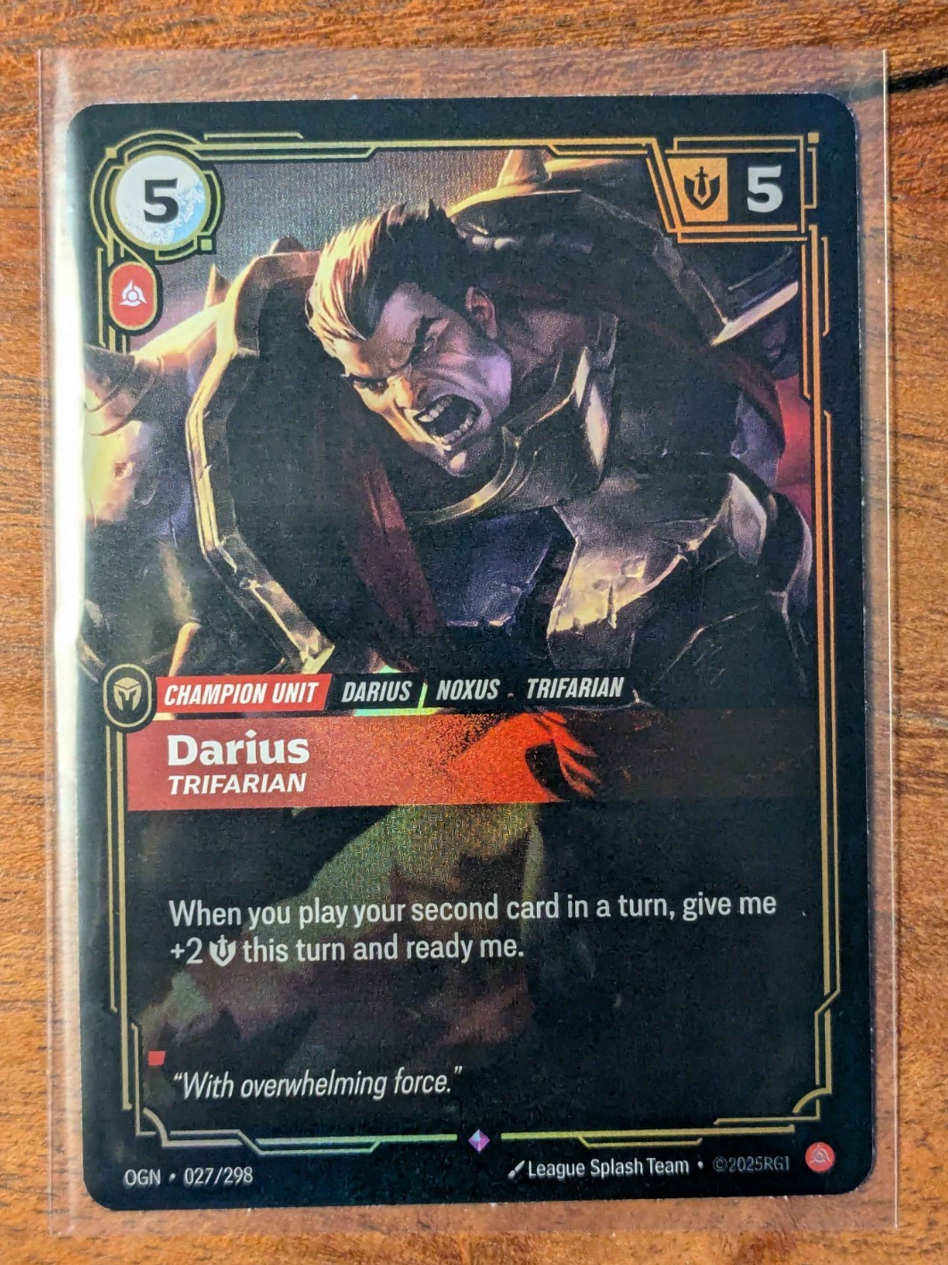 Darius Trifarian Rare Foil 027/298 Riftbound League of Legends Origins ...