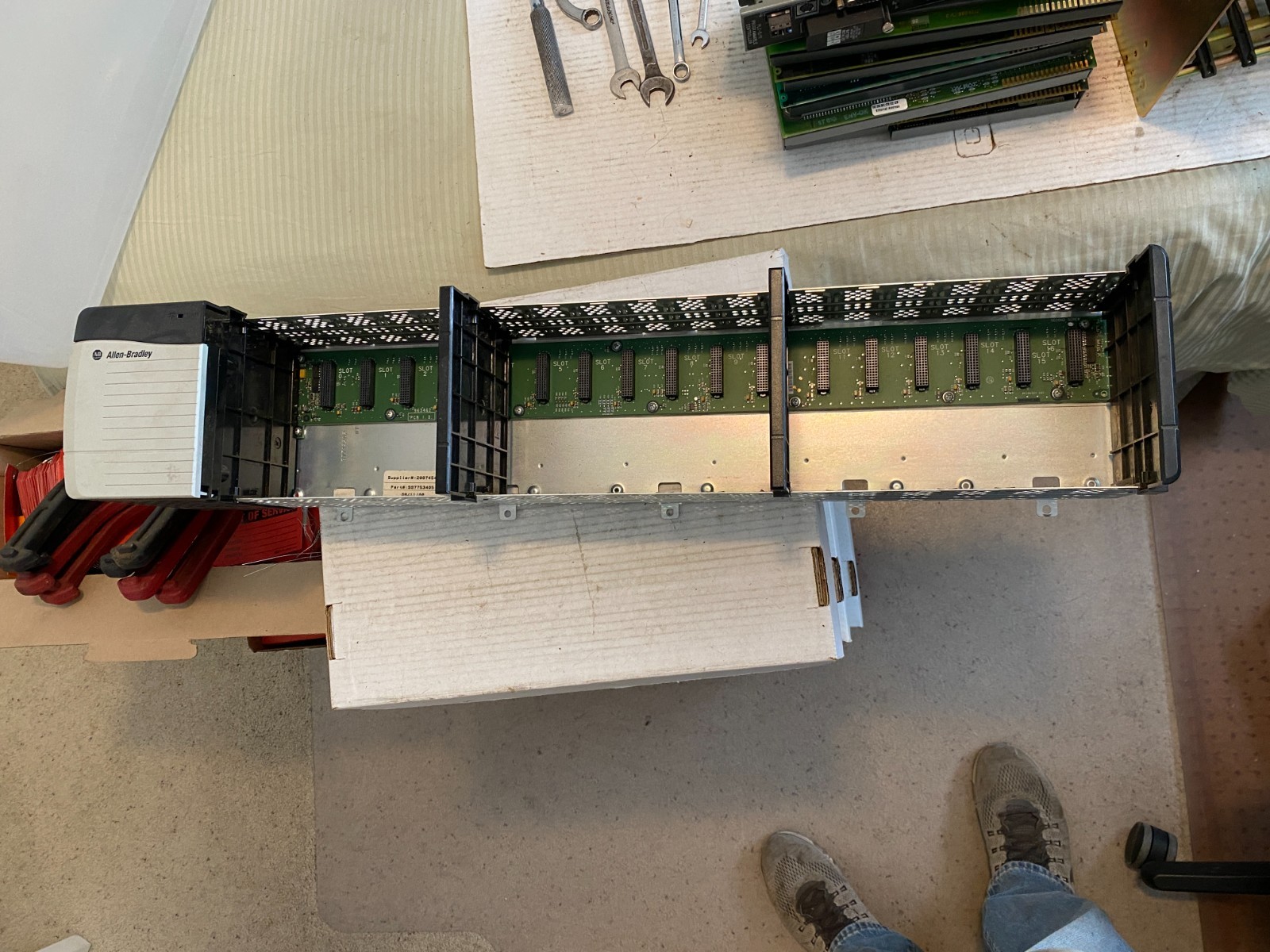 Pre-owned Allen-Bradley 1756-A17 Ser B 17-slot chassis 0057C8EF w/ 1756-PA75