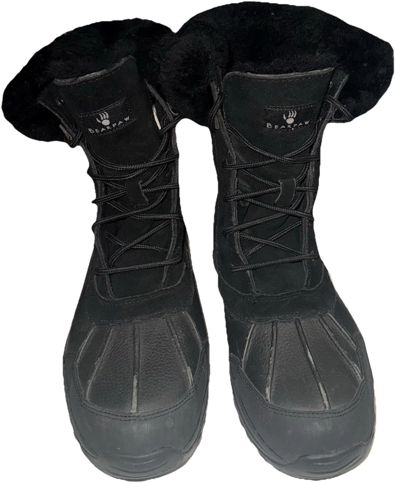 Bearpaw Denali Snow Winter Boots Black Waterproof Suede Rubber Mens Size 10
