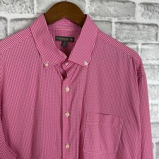 Peter Millar Summer Comfort Mens XL Hot Pink Gingham Button Down Dress Shirt