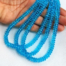 Blue Topaz Color Hydro Quartz Beads 8mm German Cut Faceted 16" Necklace