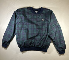 Vintage Roche Golf Windbreaker Jacket Mens M Made in USA Plaid Crewneck Pullover