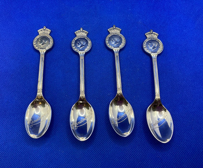 4er Set King Edward VIII 1937 Krönung EPNS Teelöffel von James Walker