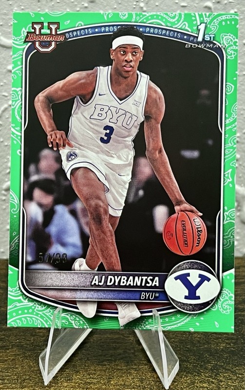 Topps Bowman U 2025 AJ Dybantsa BYU Cougars BPP-1 1st Green Pattern /99