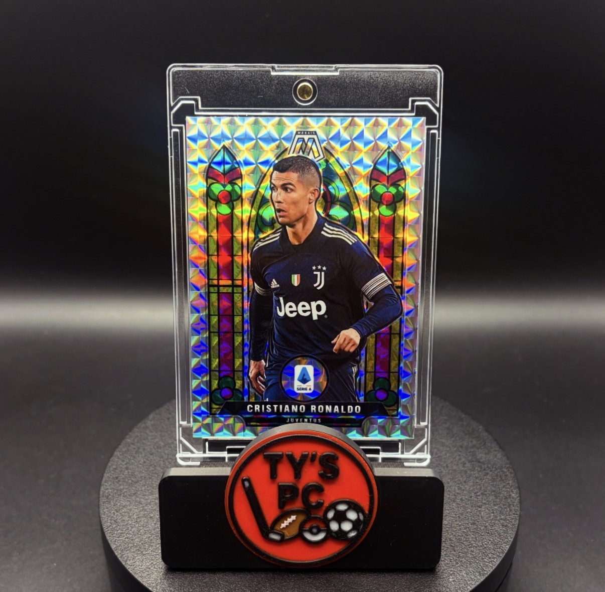 2020-21 Panini Mosaic Serie A Cristiano Ronaldo Stained Glass SP #1 Juventus