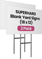 2 Pack 18 X 12 White Blank Yard Signs with Metal Stakes, Waterproof Corrugated P