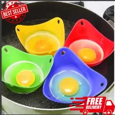 Egg Poacher Silicone Poaching Cups Set of 4 Boil Microwave Stove Top Cook Eggs