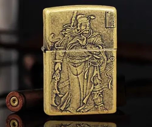 Rare Numbered Limited Edition  Antique Brass Samurai Warrior Zippo Lighter