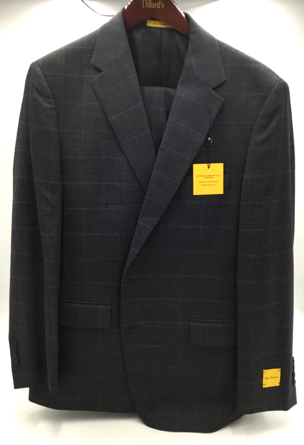 $595 Hickey Freeman Mens Classic Fit Suit With Pant Charcoal/Blue Size 50Reg 45W