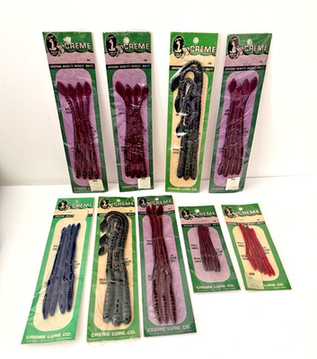 9 Pkgs Creme Lure Co Live Action Wiggle Baits Fishing Worms Vintage 1960s/1970s