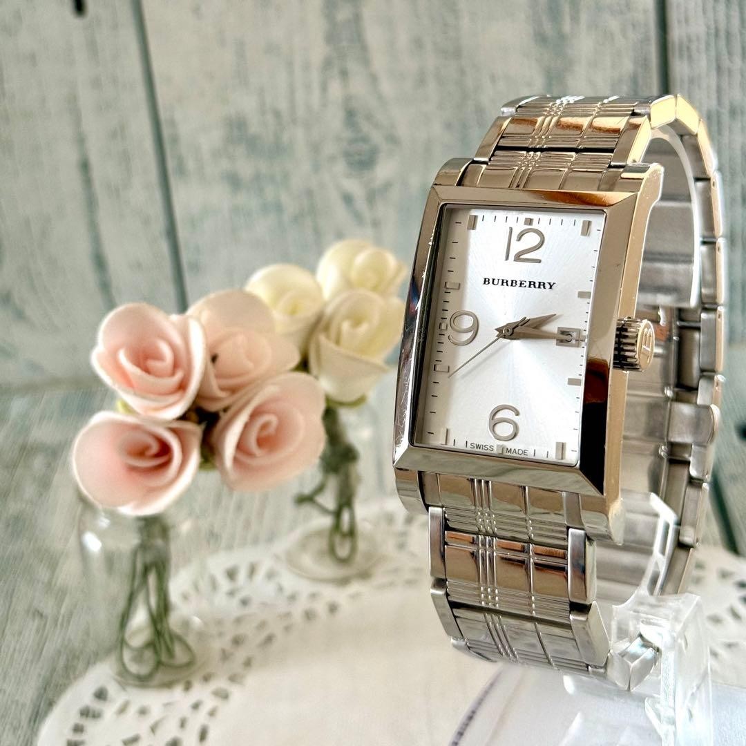 Burberry BU8006 Rectangular Watch Timepiece Silve… - image 1