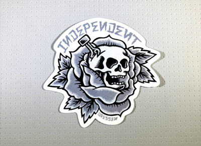 Independent Dressen Skull Rose Skateboard Sticker 4 x 4.25 inches