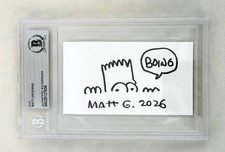 Matt Groening Signed Sketch Card Bart Simpson Beckett BAS COA