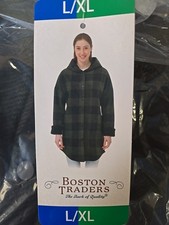  NWT Boston Traders Ladies Oversized Lined Hooded Flannel Jacket Green,L/XL 