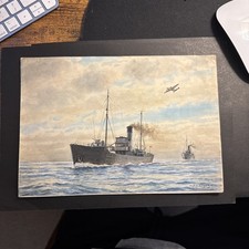 Original Watercolour  Converted trawler convoy ship   Signed P A Vicary