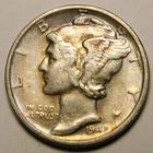 1942 S Mercury Dime 90% Silver EF-XF  "Actual Coin Pictured - Not Cleaned"