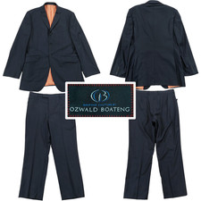 Ozwald Boateng 2 Piece Suit Mens 42R 34x30, Bespoke Couture, Navy Blue, 2 Button